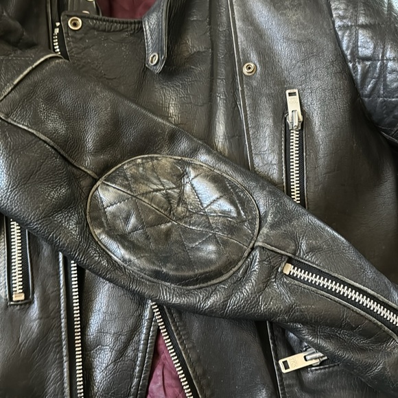 Unisex Wolf leather vintage motorcycle leather jacket - Picture 3 of 5